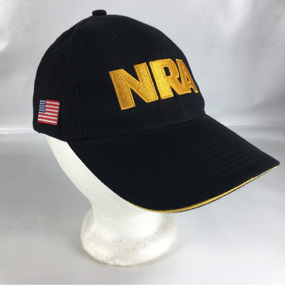 NRA Black Gold With American Flag National Rifle Association Embroidered Hat